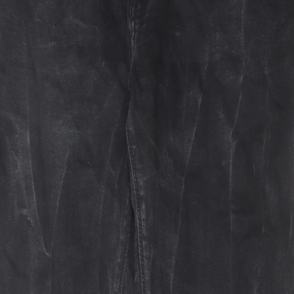 Marks and Spencer Mens Black Cotton Straight Jeans Size 34 in L33 in Regular Zip