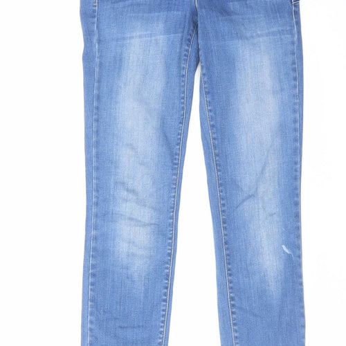 NEXT Womens Blue Cotton Skinny Jeans Size 8 L28 in Regular Zip