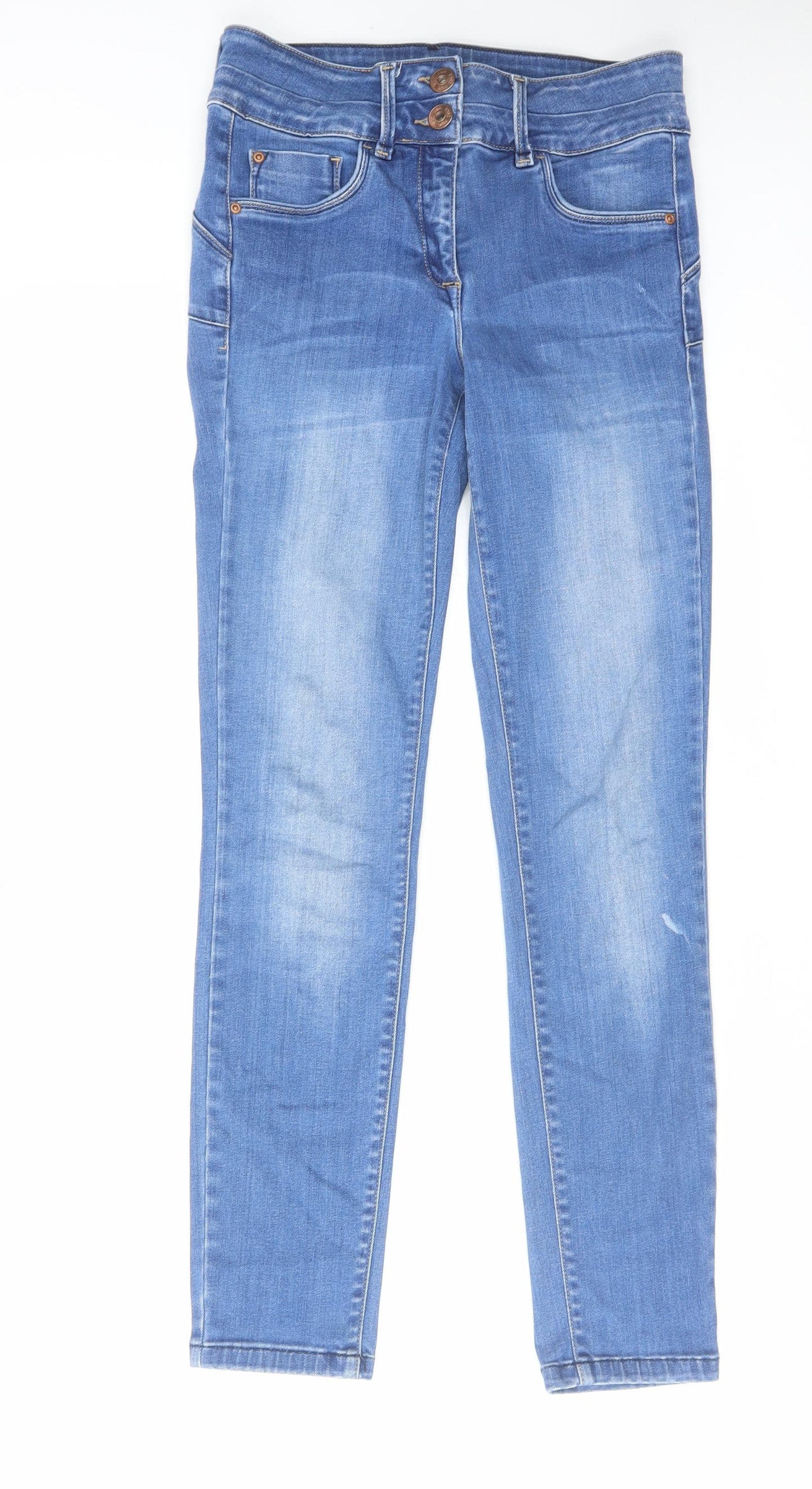 NEXT Womens Blue Cotton Skinny Jeans Size 8 L28 in Regular Zip