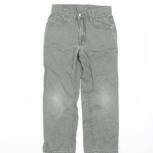 The Trader Girls Grey Cotton Straight Jeans Size 7 Years Regular Zip