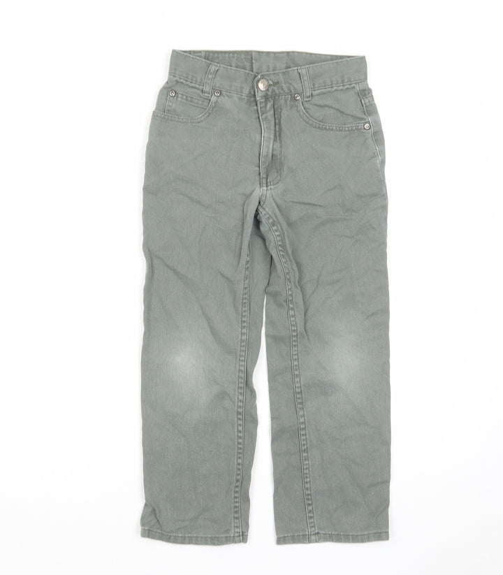 The Trader Girls Grey Cotton Straight Jeans Size 7 Years Regular Zip