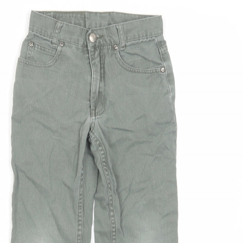 The Trader Girls Grey Cotton Straight Jeans Size 7 Years Regular Zip