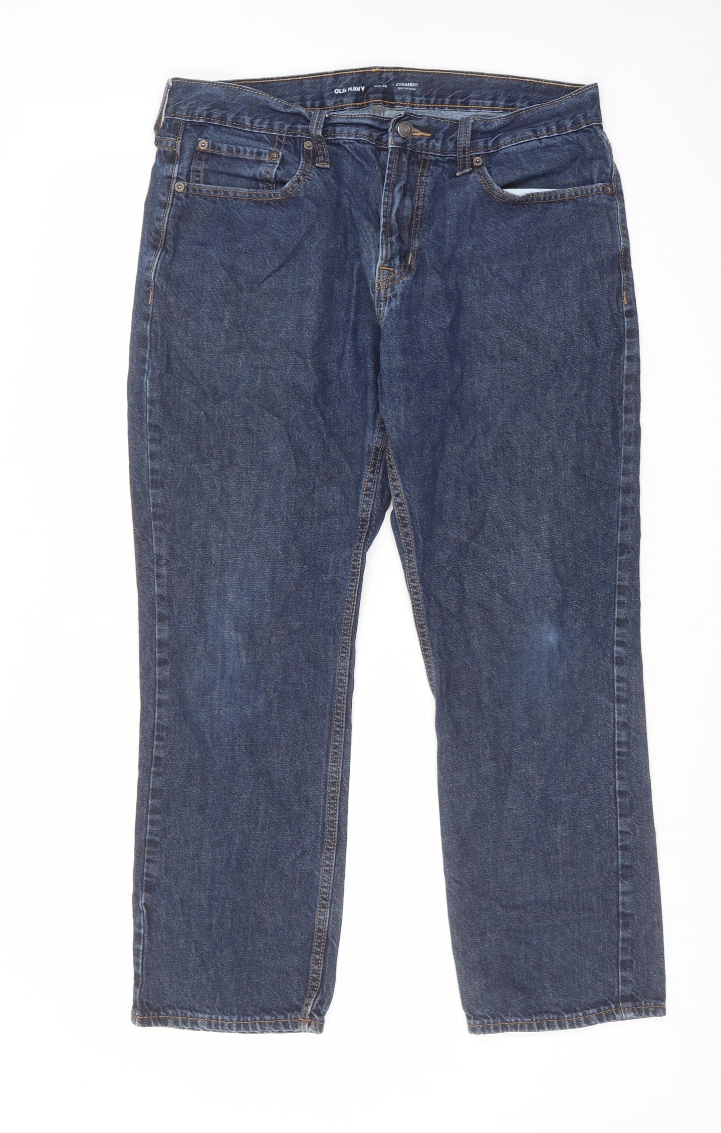 Old Navy Mens Blue Cotton Straight Jeans Size 36 in L31 in Regular Zip