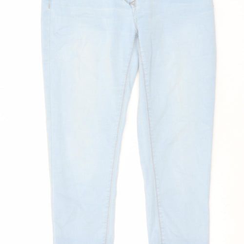 Matalan Womens Blue Cotton Skinny Jeans Size 10 L24 in Regular Zip - Raw Hem
