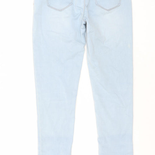 Matalan Womens Blue Cotton Skinny Jeans Size 10 L24 in Regular Zip - Raw Hem