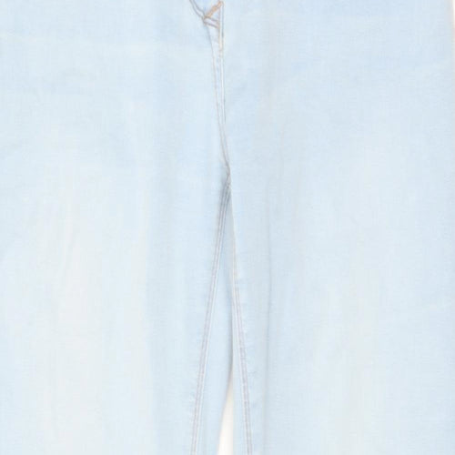 Matalan Womens Blue Cotton Skinny Jeans Size 10 L24 in Regular Zip - Raw Hem