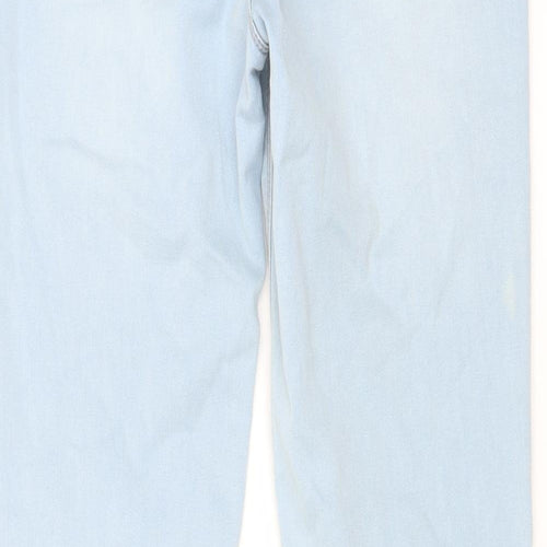 Matalan Womens Blue Cotton Skinny Jeans Size 10 L24 in Regular Zip - Raw Hem
