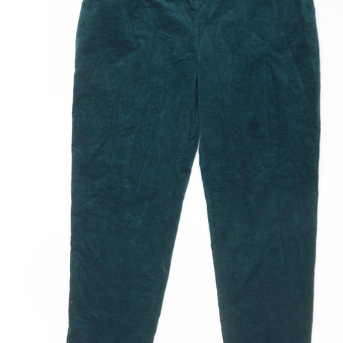 Seasalt Womens Green Cotton Trousers Size 16 L29 in Regular Button