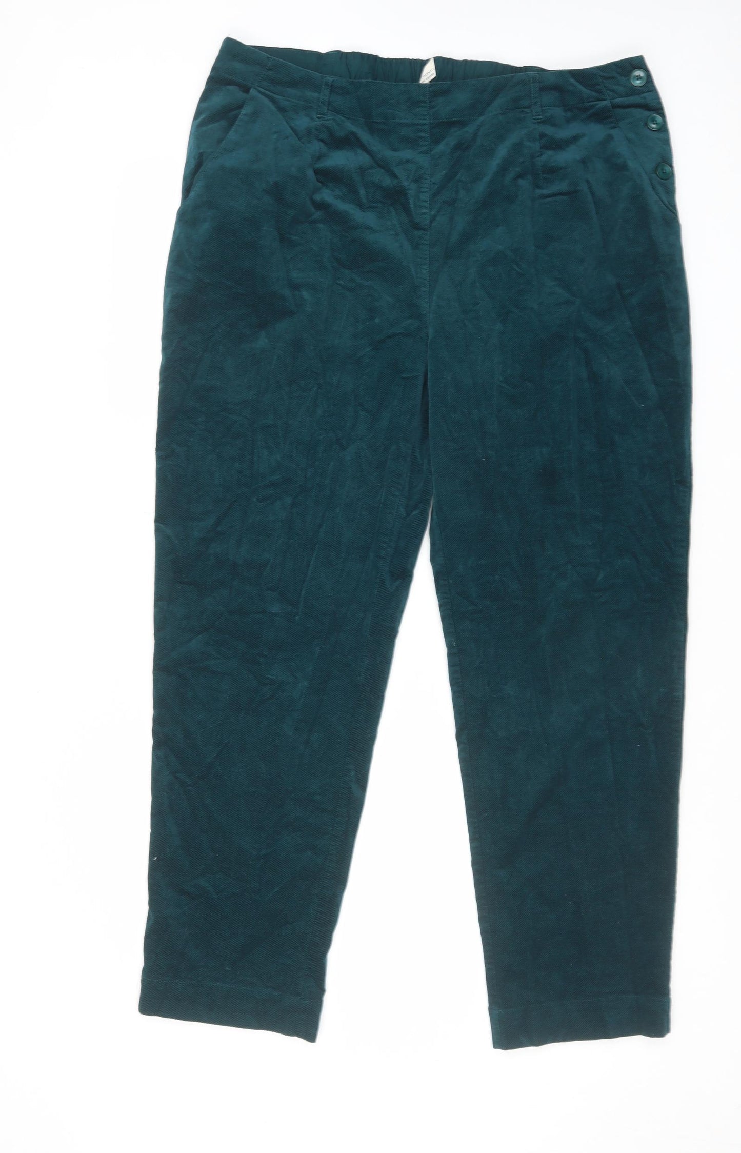 Seasalt Womens Green Cotton Trousers Size 16 L29 in Regular Button