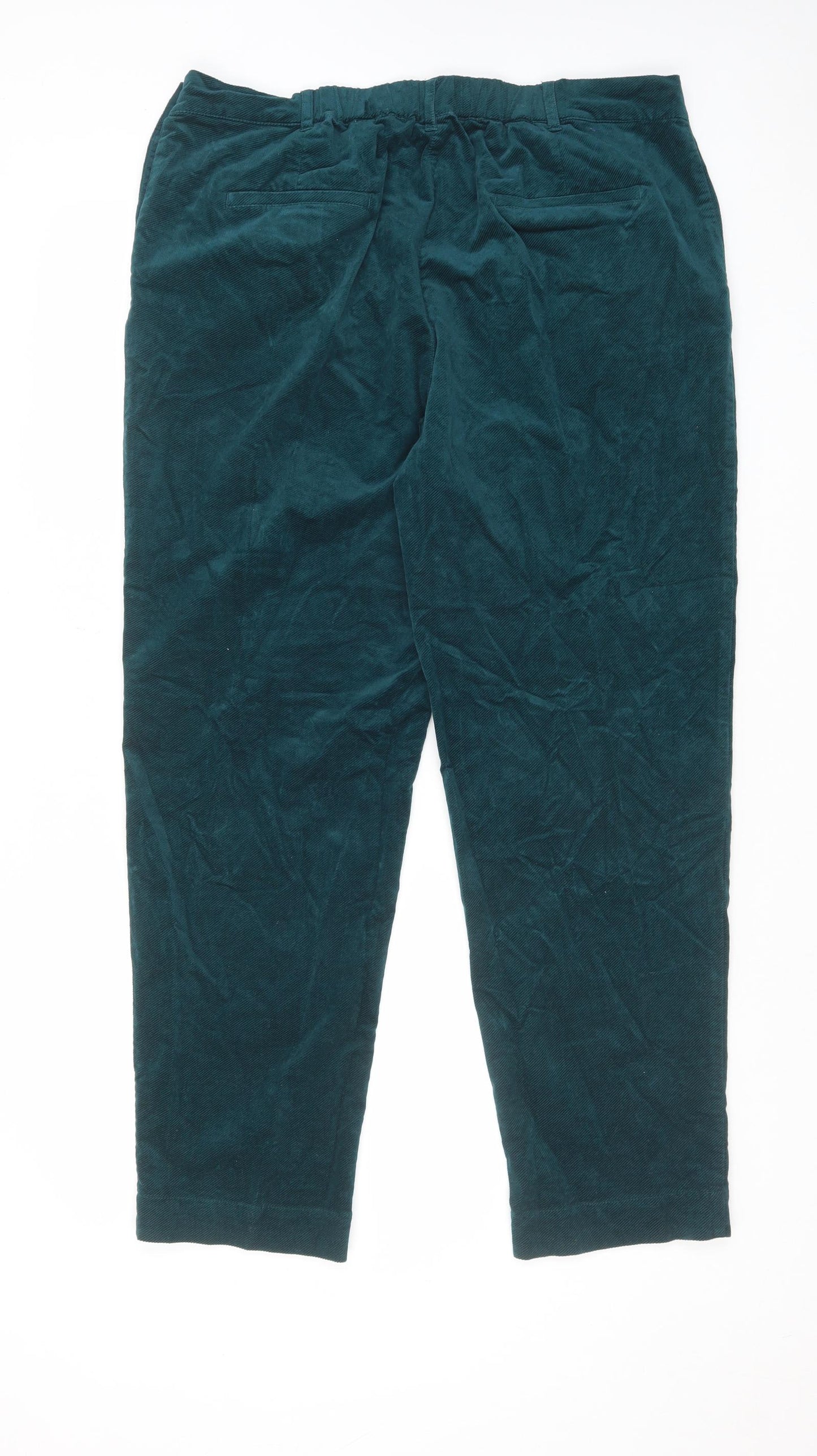 Seasalt Womens Green Cotton Trousers Size 16 L29 in Regular Button