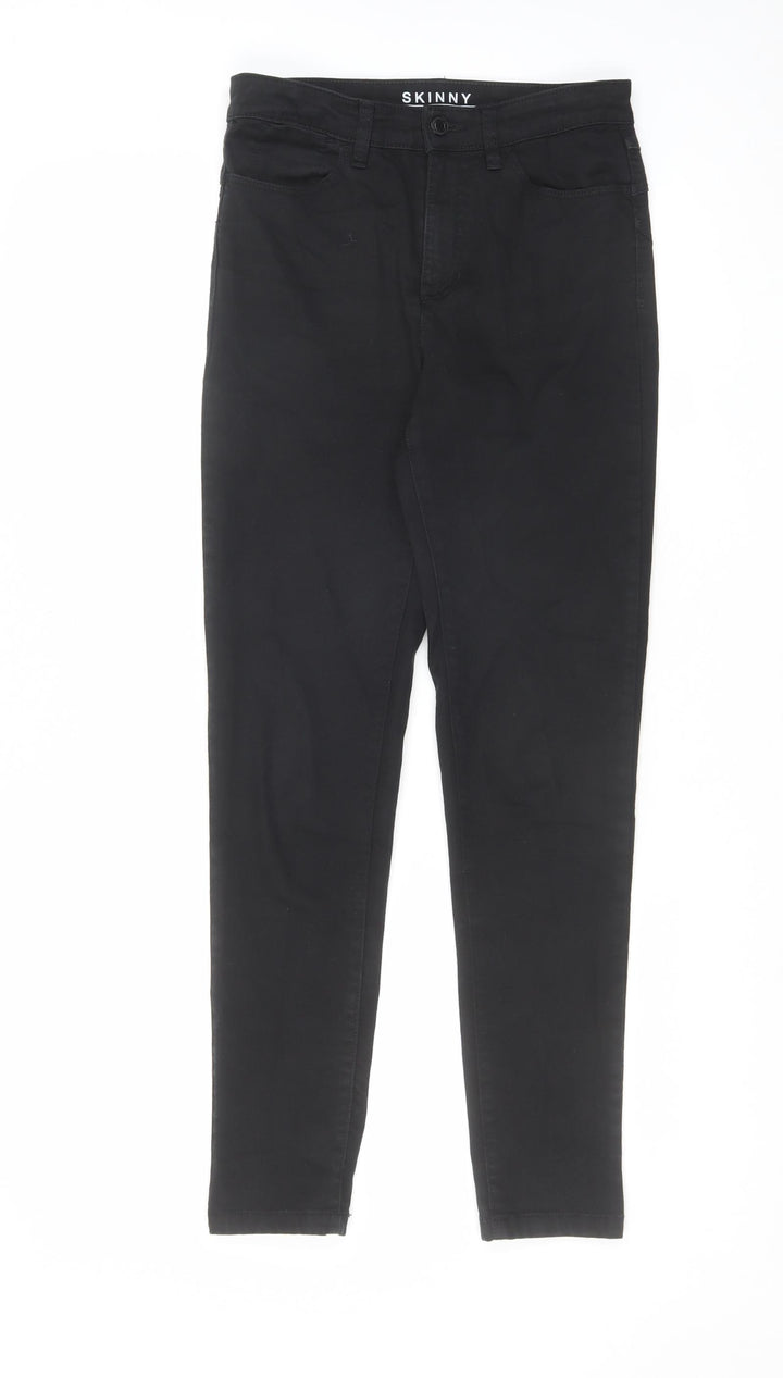 Marks and Spencer Womens Black Cotton Skinny Jeans Size 8 L28 in Regular Zip