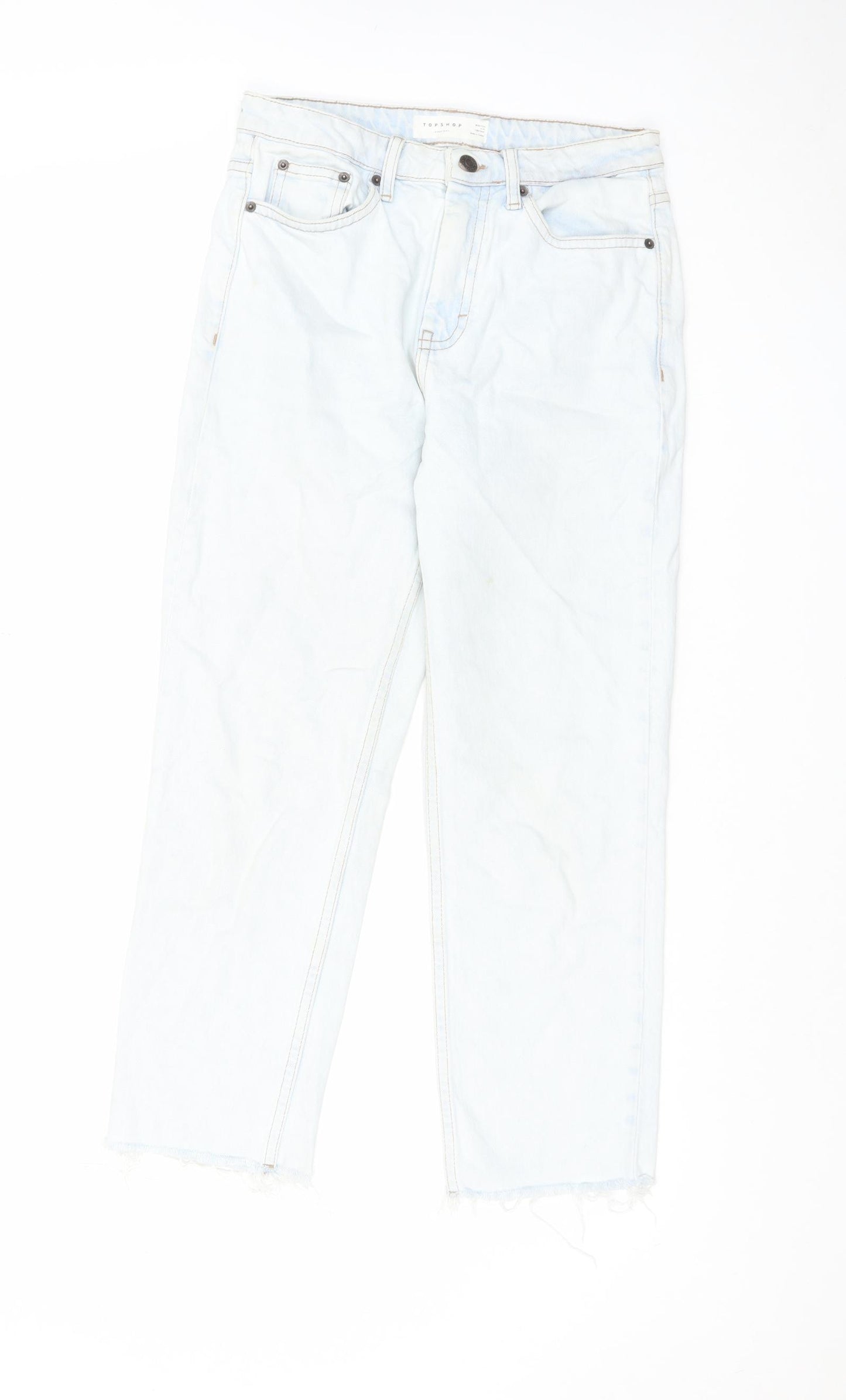 Topshop Womens Blue Cotton Straight Jeans Size 28 in L30 in Regular Zip