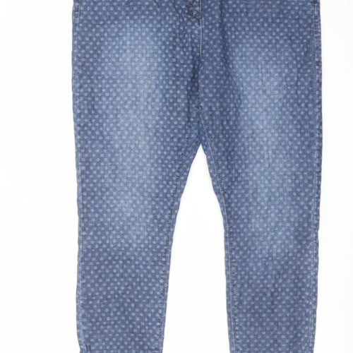 Papaya Womens Blue Polka Dot Cotton Skinny Jeans Size 18 L29 in Regular Zip