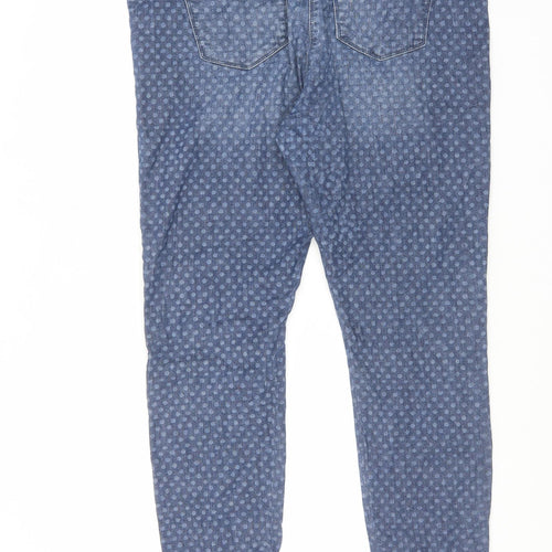 Papaya Womens Blue Polka Dot Cotton Skinny Jeans Size 18 L29 in Regular Zip