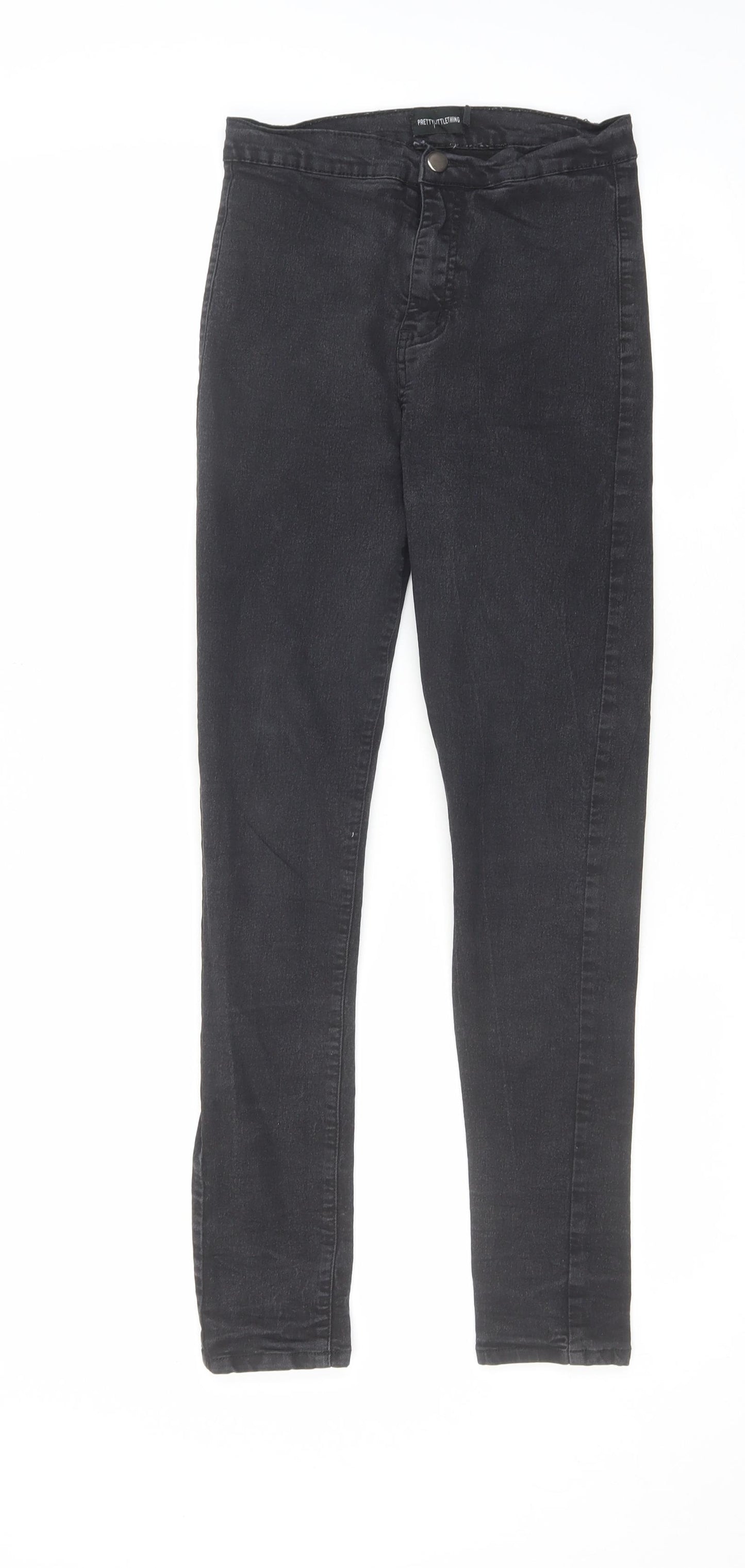 PRETTYLITTLETHING Womens Black Cotton Skinny Jeans Size 10 L26 in Regular Zip