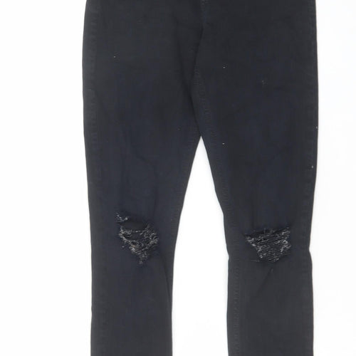 Topshop Womens Black Cotton Skinny Jeans Size 26 in L32 in Regular Zip
