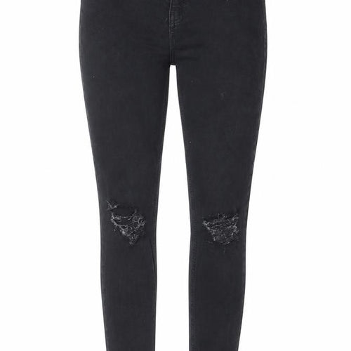Topshop Womens Black Cotton Skinny Jeans Size 26 in L32 in Regular Zip