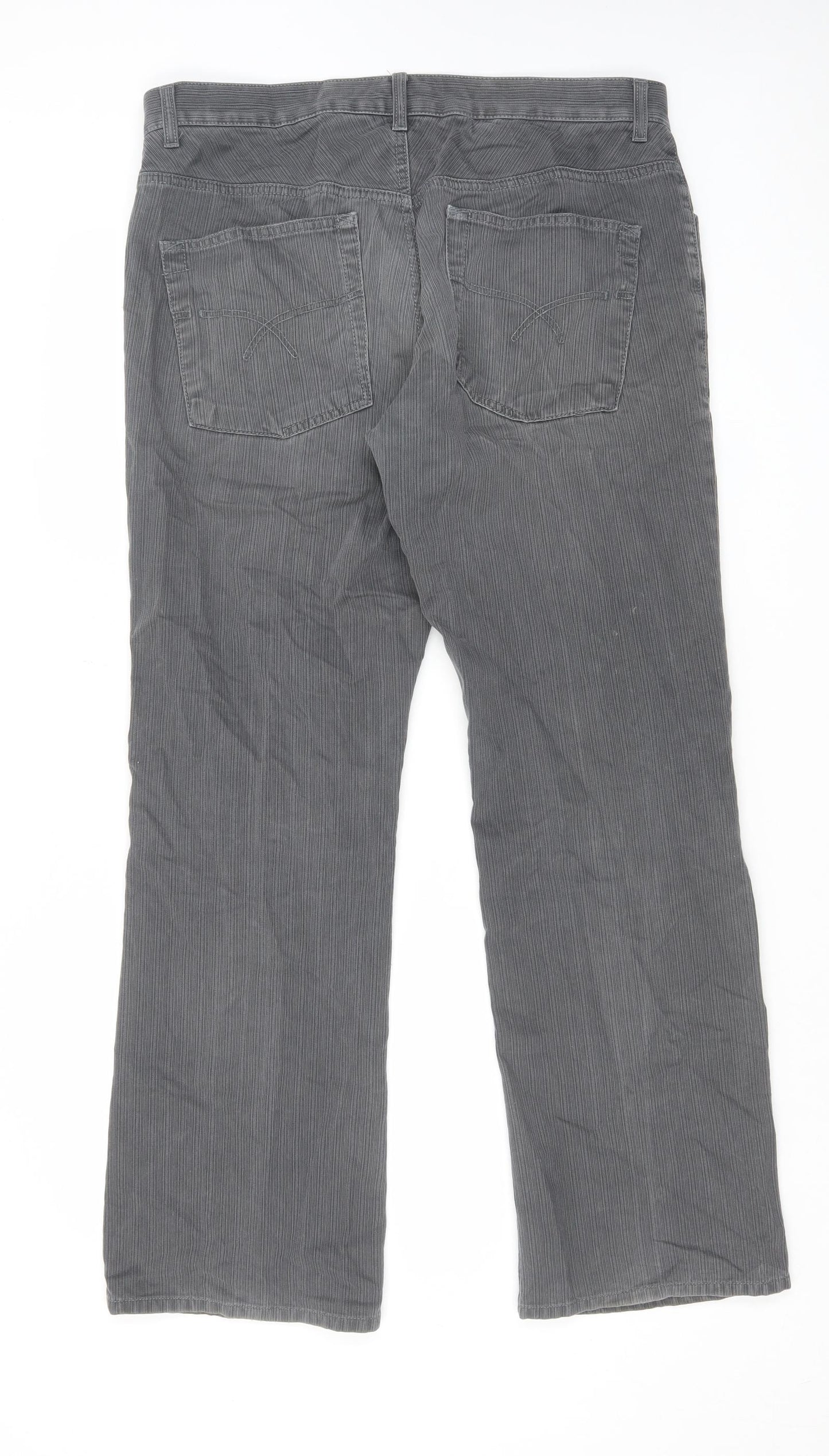 NEXT Mens Grey Cotton Trousers Size 36 in L31 in Regular Zip