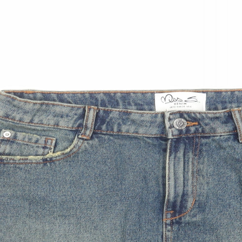 Miss Selfridge Womens Blue Cotton Mini Skirt Size 10 Zip