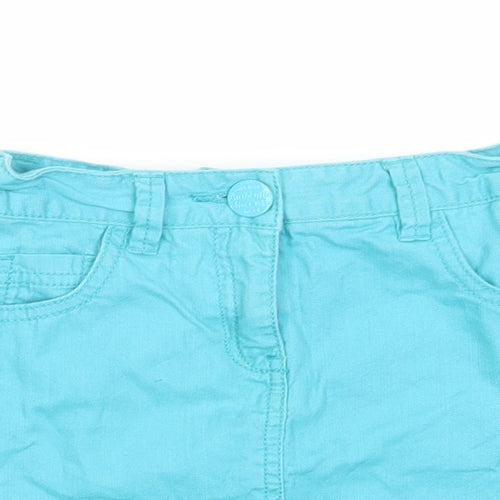 NEXT Girls Blue Cotton Mini Skirt Size 8 Years Regular Zip