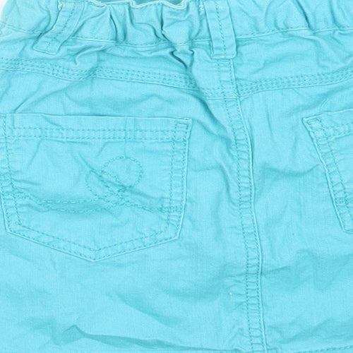 NEXT Girls Blue Cotton Mini Skirt Size 8 Years Regular Zip