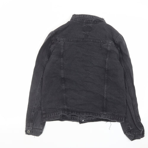 Soul Star Womens Black Jacket Size S Button - Distressed Look