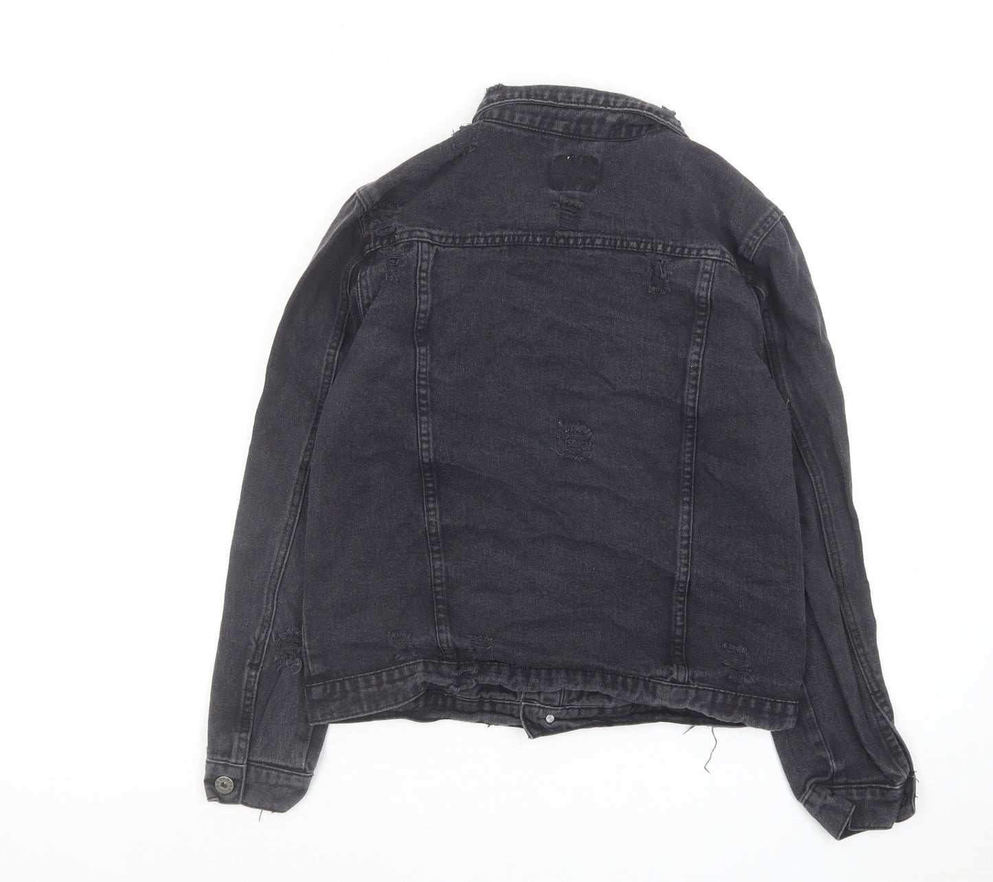 Soul Star Womens Black Jacket Size S Button - Distressed Look