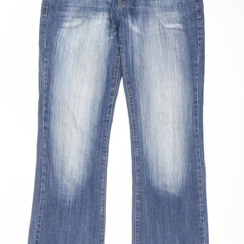 Lucky Bird Womens Blue Cotton Bootcut Jeans Size 34 in L31 in Regular Zip