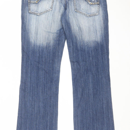 Lucky Bird Womens Blue Cotton Bootcut Jeans Size 34 in L31 in Regular Zip
