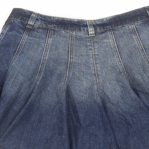 Topshop Womens Blue Cotton Skater Skirt Size 12 Zip