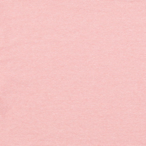 Marks and Spencer Womens Pink Striped Polyester Basic T-Shirt Size 10 Round Neck