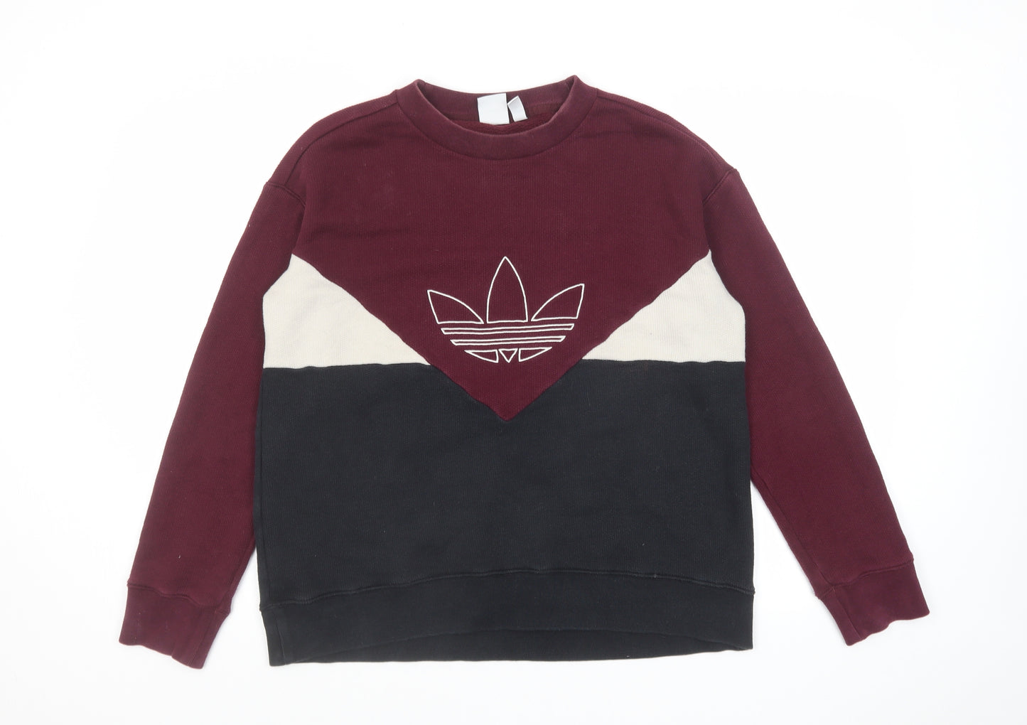 adidas Womens Multicoloured Colourblock Cotton Pullover Sweatshirt Size 12 Pullover