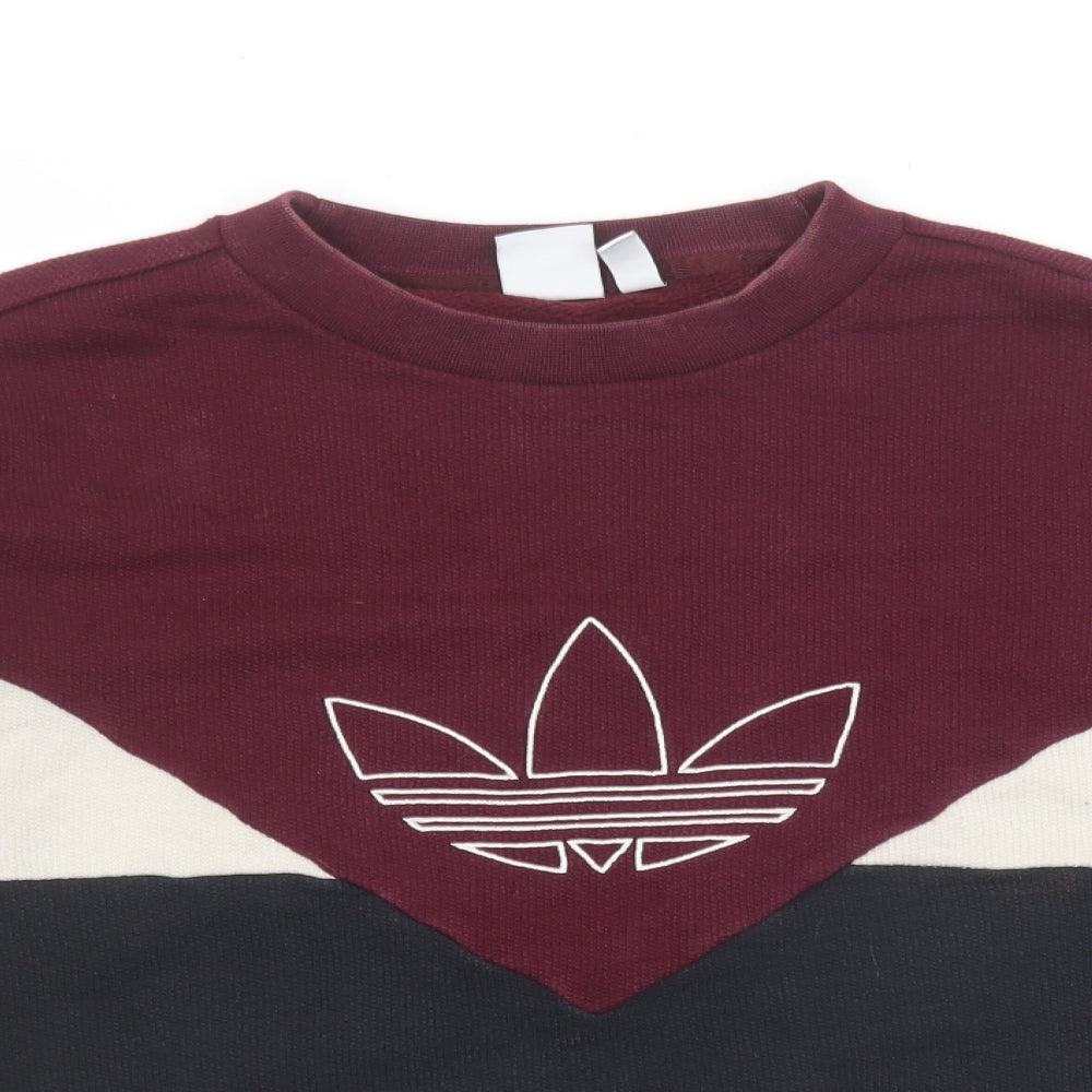 adidas Womens Multicoloured Colourblock Cotton Pullover Sweatshirt Size 12 Pullover