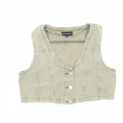 PRETTYLITTLETHING Womens Green Gilet Jacket Size 10 Button