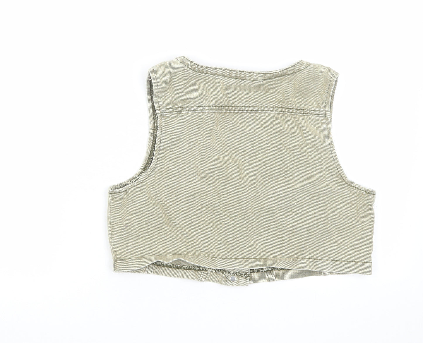 PRETTYLITTLETHING Womens Green Gilet Jacket Size 10 Button