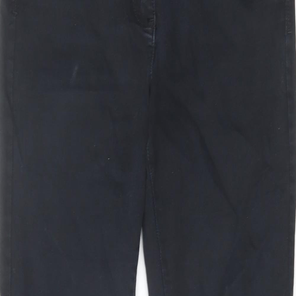 NEXT Womens Black Herringbone Cotton Bootcut Jeans Size 10 L30 in Regular Zip