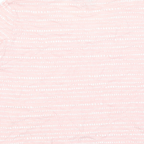 Marks and Spencer Womens Pink Striped Cotton Basic T-Shirt Size 14 V-Neck