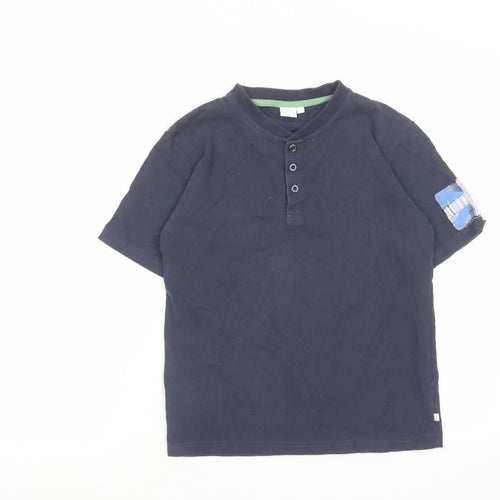 Mini Vanilla Boys Blue Cotton Basic Casual Size 12 Years V-Neck Button