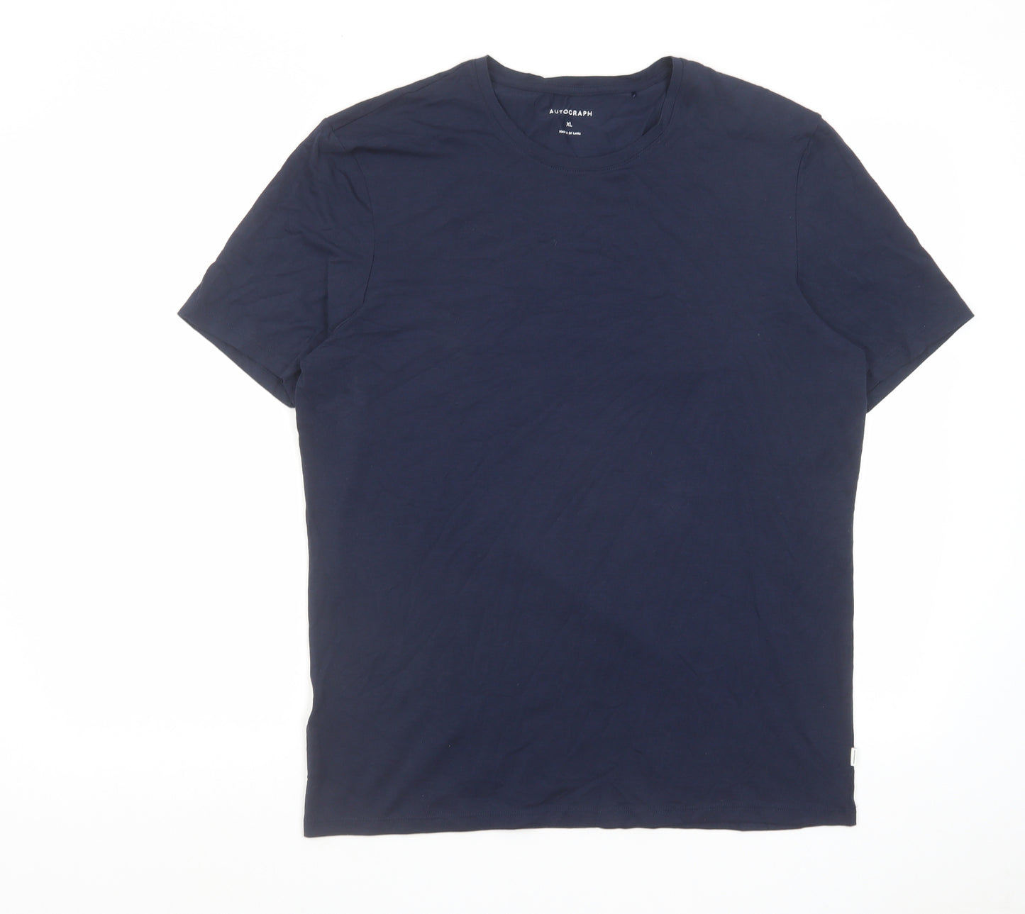 Autograph Mens Blue Cotton T-Shirt Size XL Round Neck