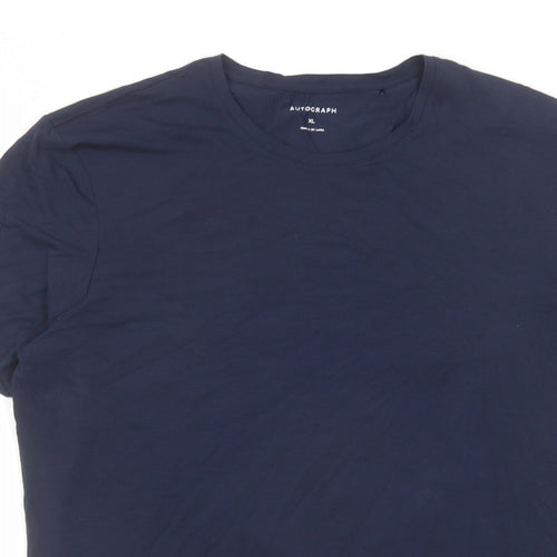 Autograph Mens Blue Cotton T-Shirt Size XL Round Neck