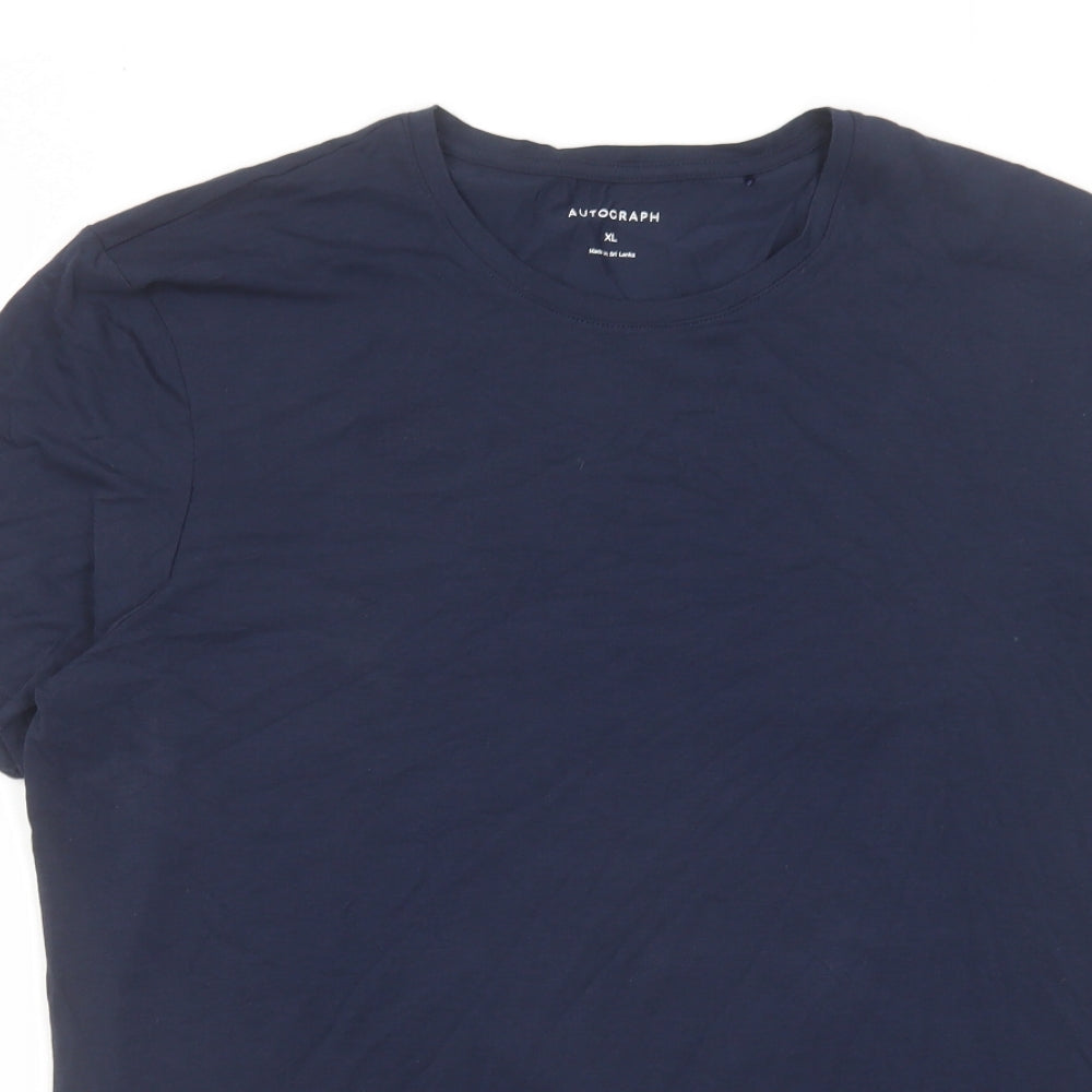 Autograph Mens Blue Cotton T-Shirt Size XL Round Neck