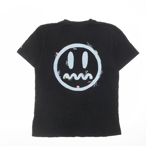 Beaster Mens Black Cotton T-Shirt Size S Round Neck - Promenade in the gardens