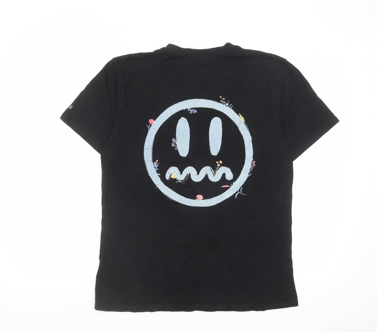 Beaster Mens Black Cotton T-Shirt Size S Round Neck - Promenade in the gardens