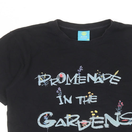 Beaster Mens Black Cotton T-Shirt Size S Round Neck - Promenade in the gardens