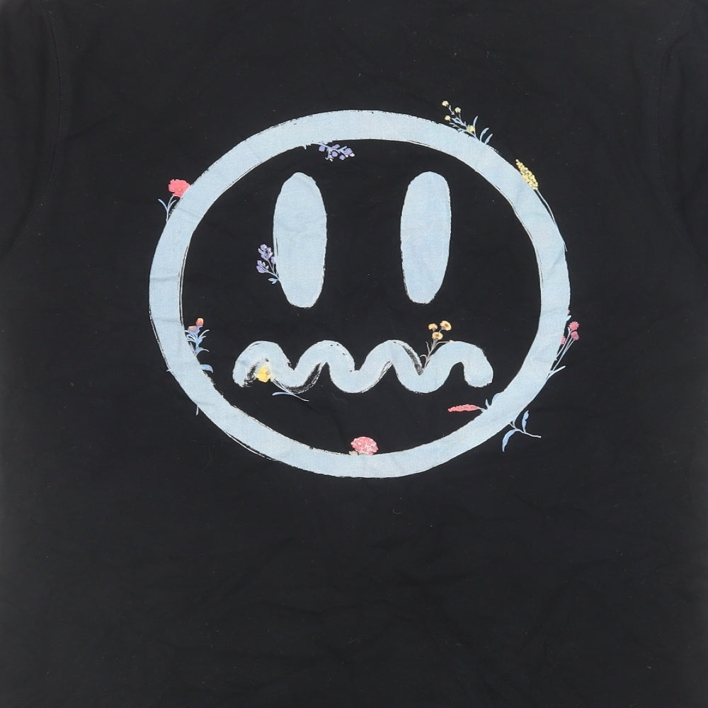 Beaster Mens Black Cotton T-Shirt Size S Round Neck - Promenade in the gardens