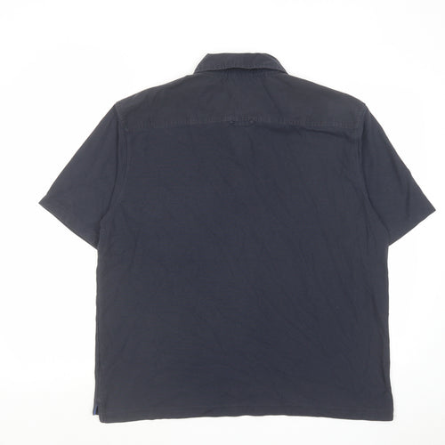 Blue Harbour Mens Blue Cotton Polo Size L Collared Button