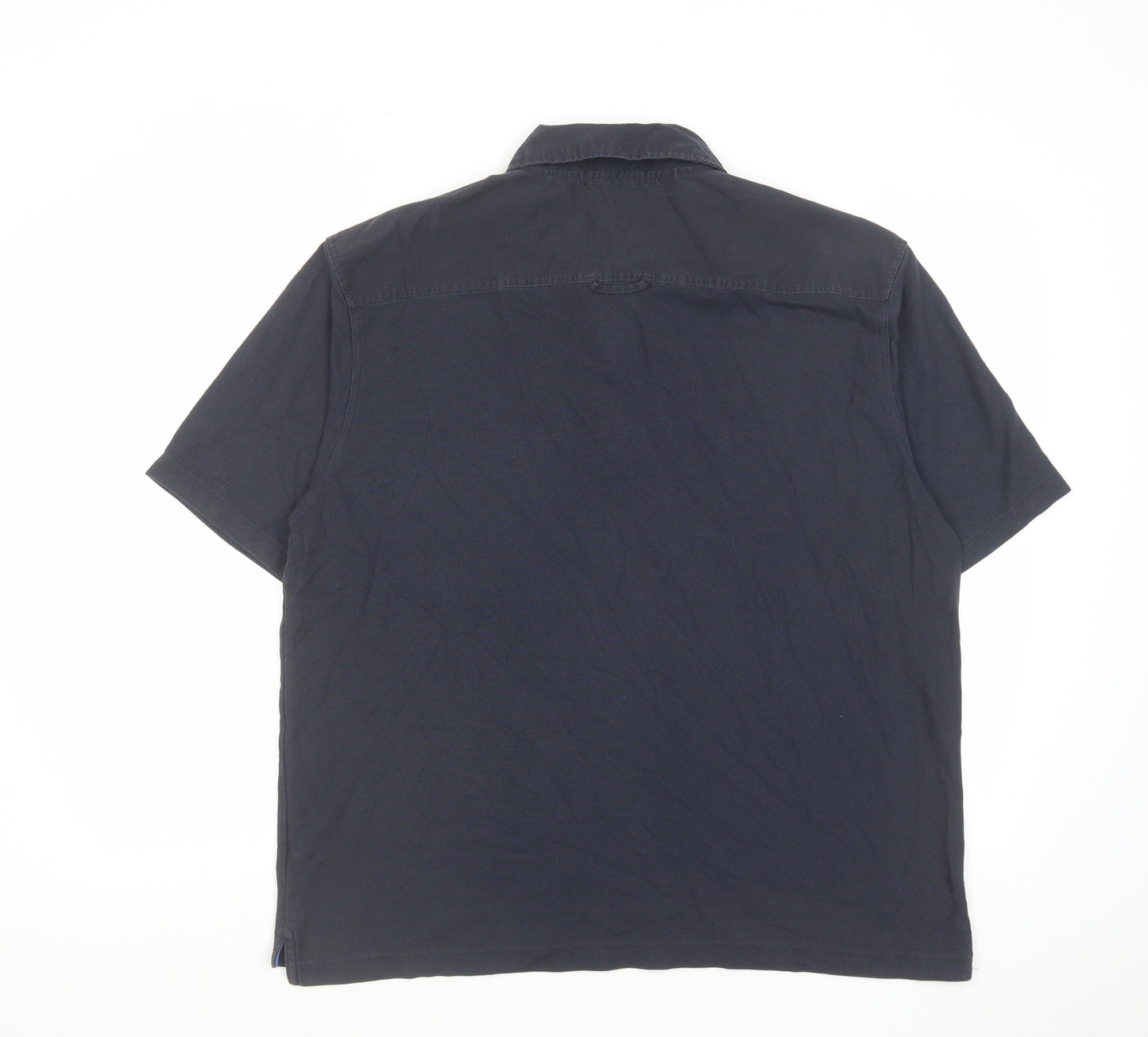 Blue Harbour Mens Blue Cotton Polo Size L Collared Button