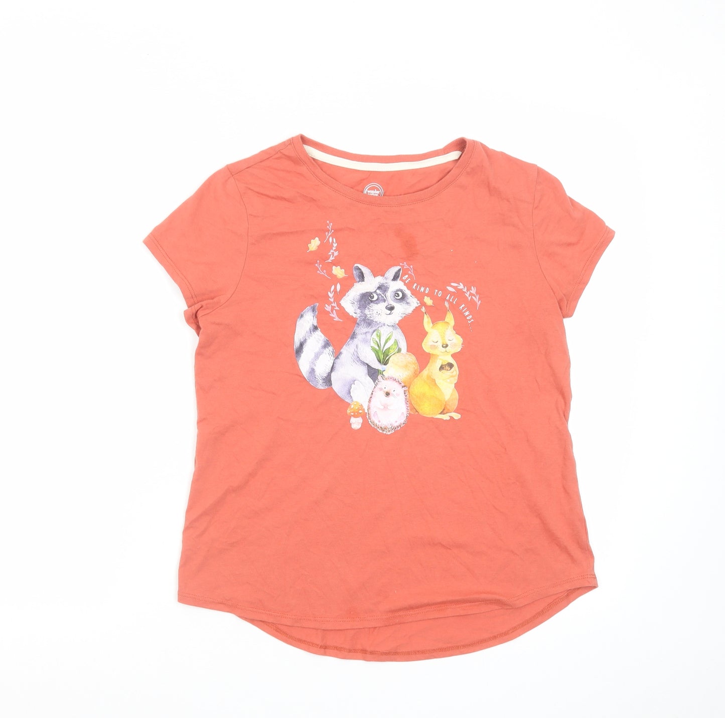 One Nation Womens Pink Cotton Basic T-Shirt Size 14 Round Neck