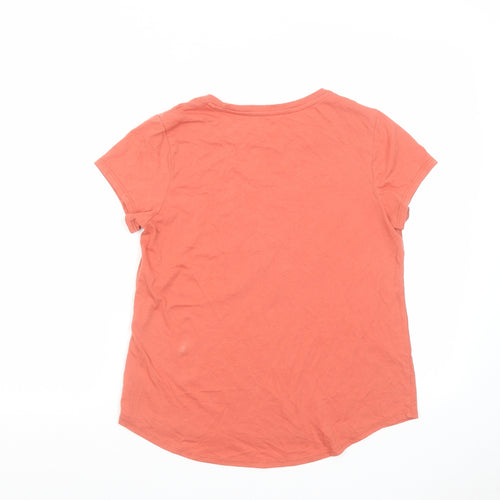 One Nation Womens Pink Cotton Basic T-Shirt Size 14 Round Neck