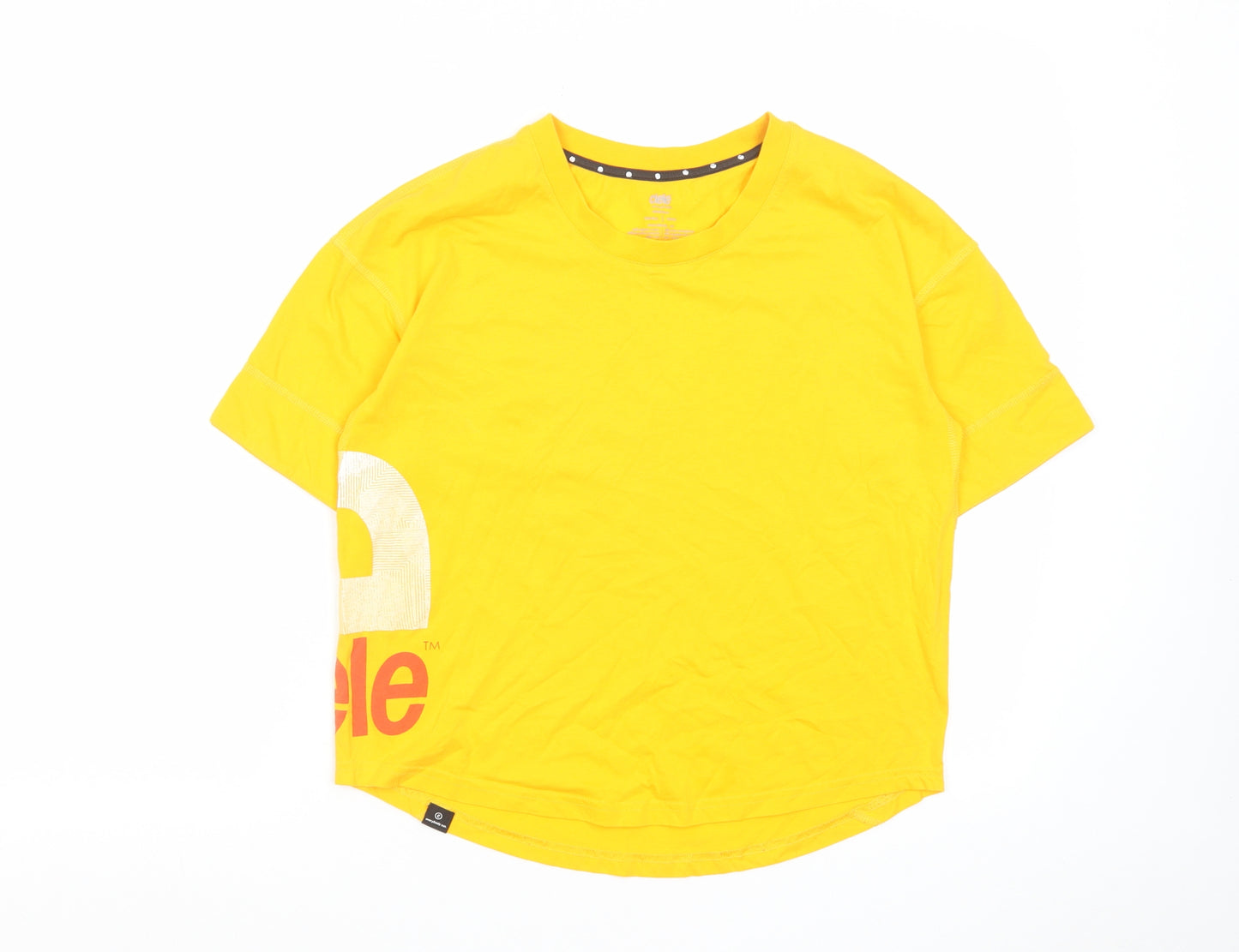 Ciele Womens Yellow Cotton Basic T-Shirt Size S Crew Neck